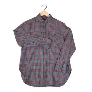 J.Crew Women’s Plaid Flannel Shirt Size 2 Red Gray Cozy Preppy Button Down